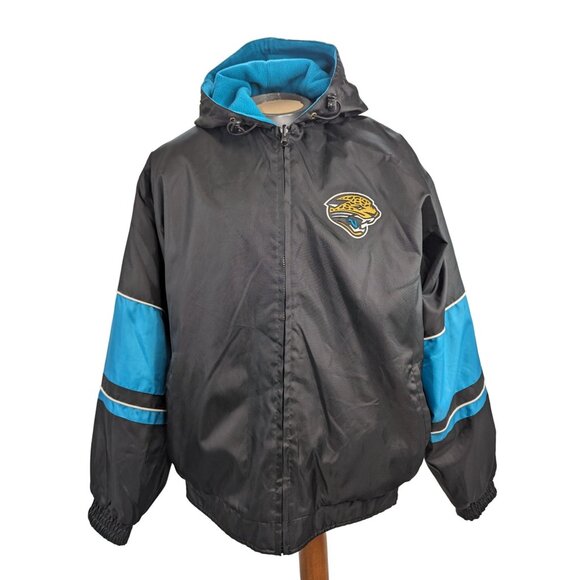 Jacksonville Jaguars Black Blue Hooded Reversable Full Zip Jacket Size XL - Picture 1 of 11